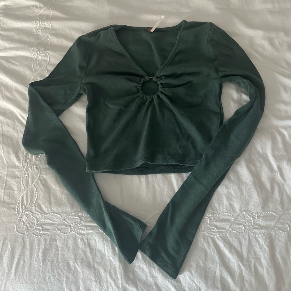 Free People Green Long Sleeve Top